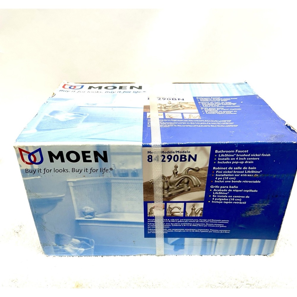 Moen Two-Handle Low Arc Centerset Bathroom Faucet Brushed Nickle Finish 84290BN